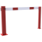 Compact hand barrier | without fixed support post | clear width: 1500 mm | for padlock | hot-dip galvanized and coated red / white